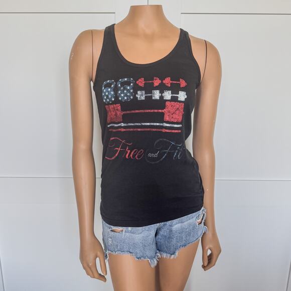 Free and Fit Patriotic Womens Workout Tank by Straight Legless Clothing-Size S/M - Picture 1 of 7